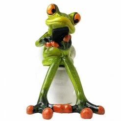 Fiesta Studios Comical Frogs On The Toilet Small Resin Figurine