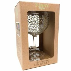 Joe Davies Sunny By Sue Hand Decorated Gold & Silver Dot Gin Glass