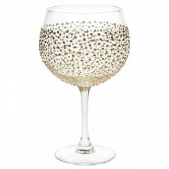 Joe Davies Sunny By Sue Hand Decorated Gold & Silver Dot Gin Glass