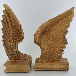 Fiesta Studios Angel Wings Shelf Tidy Pair Of Gold Coloured Bookends