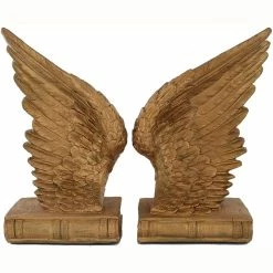 Fiesta Studios Angel Wings Shelf Tidy Pair Of Gold Coloured Bookends