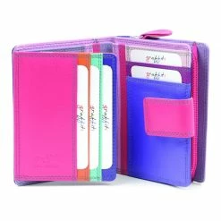 Golunski Leather Compact Purse Tab Closure In Haze Pink - Purple Colours