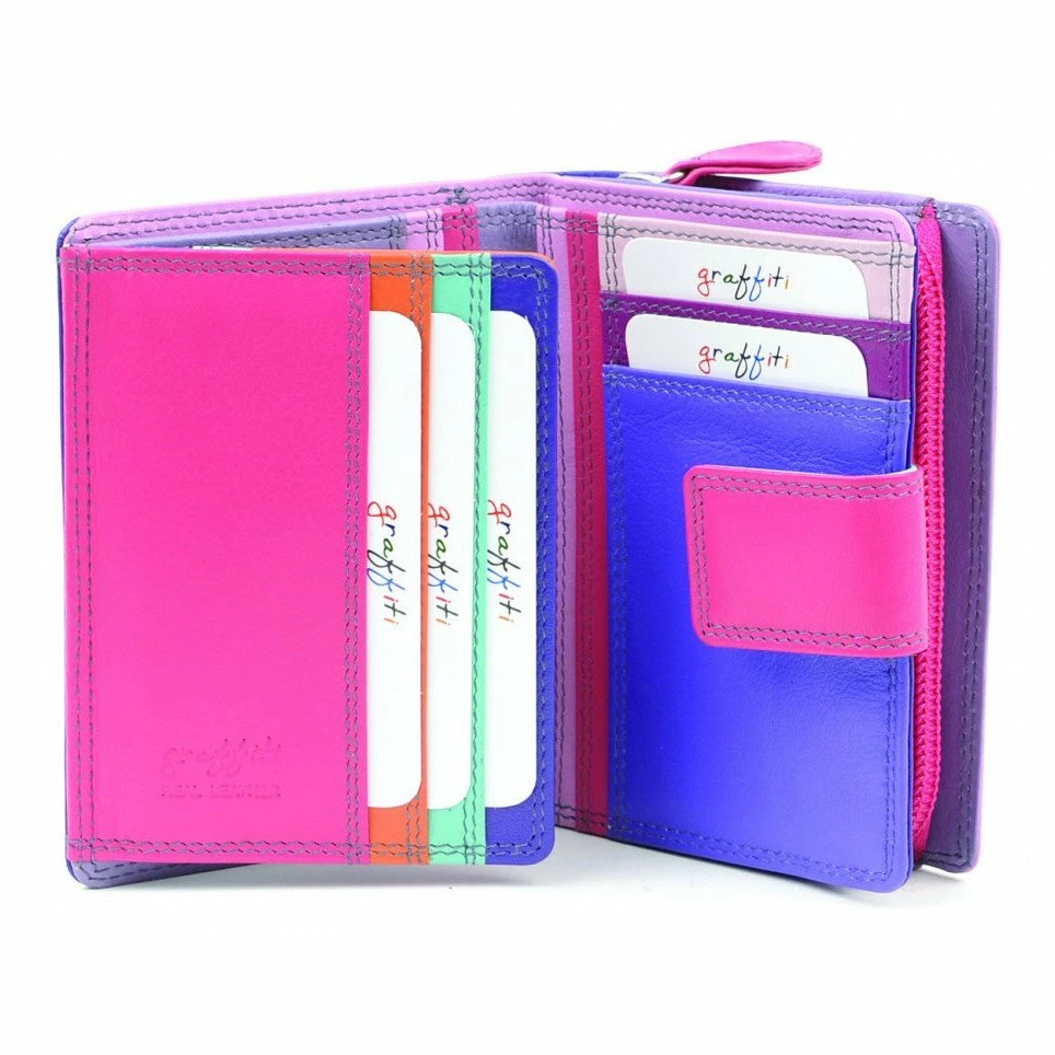 Budget π₯° Golunski Leather Compact Purse Tab Closure In Haze Pink - Purple Colours 𧨠4 Golunski Leather Compact Purse Tab Closure In Haze Pink - Purple Colours