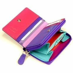 Small Leather Purse In Purple & Pink Graffiti Range By Golunski