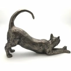 Frith - James Stretching Cat Sculpture By Paul Jenkins Frith Sculptures