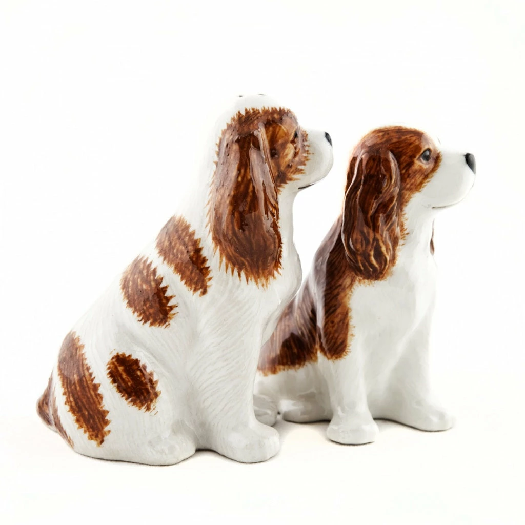 Hot Sale ๐ Quail Ceramics Blenheim King Charles Spaniel Salt & Pepper Shakers ๐ 4 Quail Ceramics Blenheim King Charles Spaniel Salt & Pepper Shakers