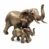 Joe Davies Shudehill Giftware Elephants Sculpture Mother And Calf With Trunks Up In Resin With Bronze Finish By Reflections