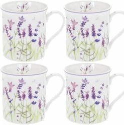 Lesser & Pavey Lavender Set Of 4 China Mugs Leonardo Collection