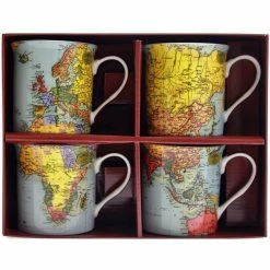 Lesser & Pavey World Map Set Of 4 China Mugs