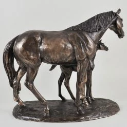 Fiesta Studios Horse Figure Signed Harriet Glen Cold Cast Bronze Mare & Foal