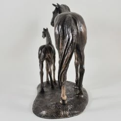 Fiesta Studios Horse Figure Signed Harriet Glen Cold Cast Bronze Mare & Foal
