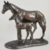 Fiesta Studios Horse Figure Signed Harriet Glen Cold Cast Bronze Mare & Foal