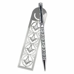 Sea Gems Masonic Ballpoint Pen And Bookmark Set In Presentation Box