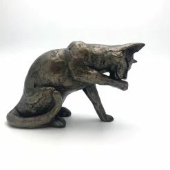 Frith Sculptures Frith - Muffin Cat Licking Its Paw Sculpture By Paul Jenkins