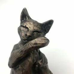 Frith Sculptures Frith - Muffin Cat Licking Its Paw Sculpture By Paul Jenkins
