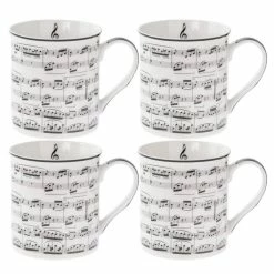 Joe Davies Music Note Set Of 4 China Mugs Leonardo Collection