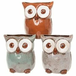 Joe Davies Shudehill Giftware Owl Planters - Plant Pots Set Of Three All Different Colours Lovely Set