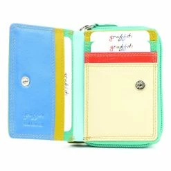 Small Leather Purse In Lime Green Graffiti Range By Golunski