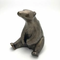 Frith Sculptures Frith Sitting Polar Bear In Cold Cast Bronze Art Doco Style Made In UK