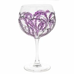 Joe Davies Sunny By Sue Hand Decorated Purple & White Blossom Gin Glass