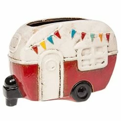 Joe Davies Retro Caravan Planter - Plant Pot In Red By Village Pottery Shudehill Giftware
