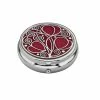 Sea Gems Red Mackintosh Leaves & Coils Design Enamel & Silver Plated Pill Box 3 Compartments