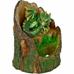 Nemesis Now Green Dragon Arboreal Hatchling In Tree Trunk Light Up Figurine