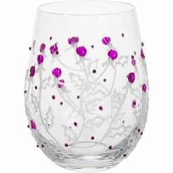 Joe Davies Sunny By Sue Hand Decorated Purple Thistle Gin Glass Tumbler