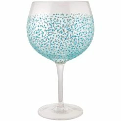 Joe Davies Sunny By Sue Hand Decorated Blue & Silver Dot Gin Glass