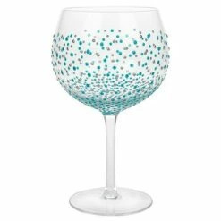 Joe Davies Sunny By Sue Hand Decorated Blue & Silver Dot Gin Glass