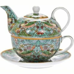 Lesser & Pavey Tea For One Fine China Set With William Morris Strawberry Thief Pattern