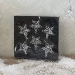 Heaven Sends Set Of 6 Glass Star Hanging Decorations 4.5 Cm