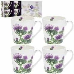 Lesser & Pavey Thistle Set Of 4 China Mugs