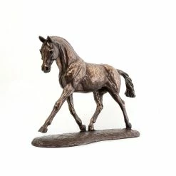 Fiesta Studios Horse Figure Signed Harriet Glen Cold Cast Bronze Trotting Warmblood