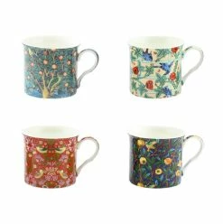 Joe Davies William Morris Birds Set Of 4 China Mugs Shudehill Giftware