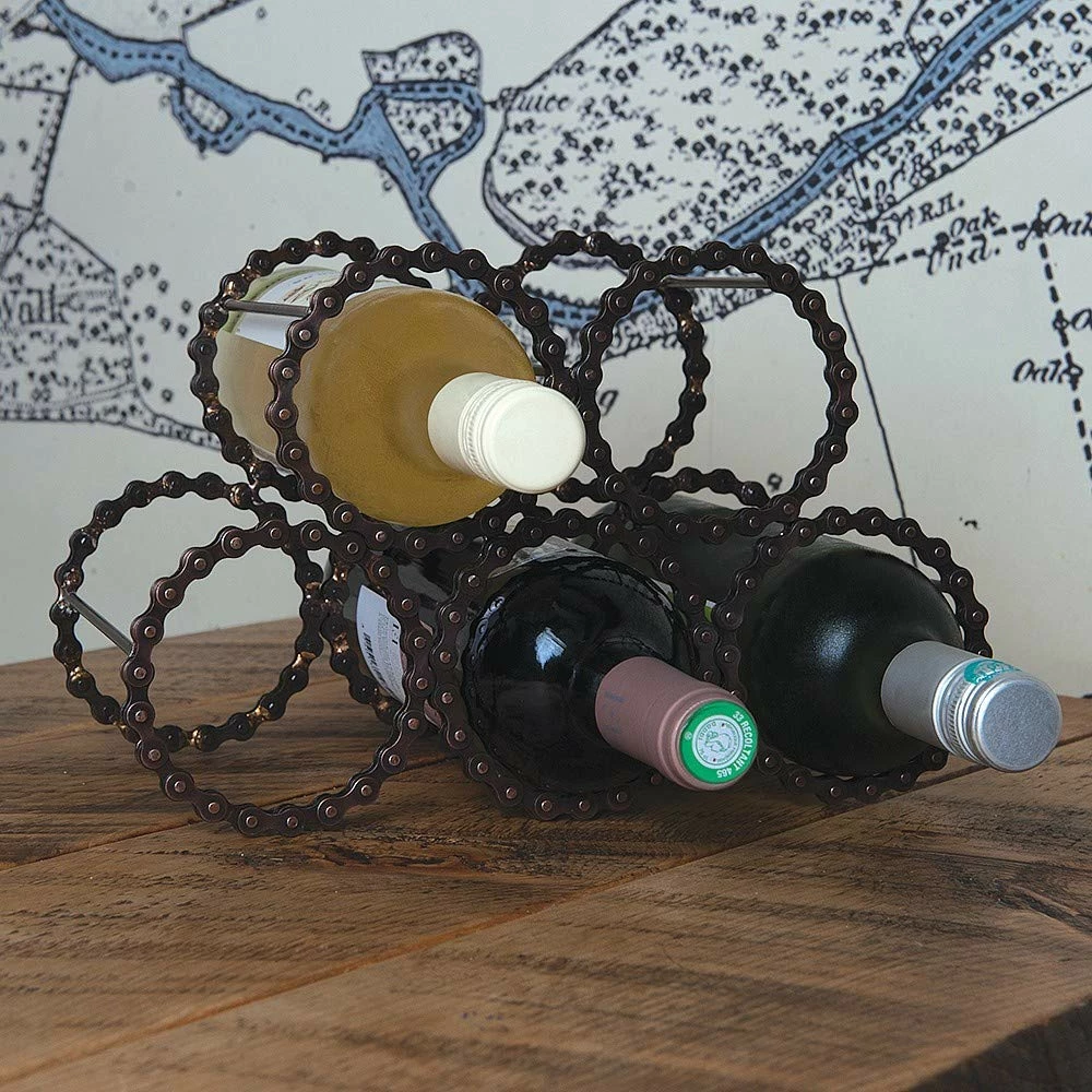 Best deal ⭐ Shared Earth Kitchenware Recycled Bike Chain 5 Bottle - Wine Rack Bronze Coloured Fair Trade 💯 4 Shared Earth Kitchenware Recycled Bike Chain 5 Bottle - Wine Rack Bronze Coloured Fair Trade